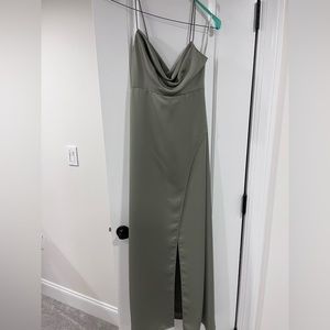 BHLDN Cali Satin Cowl-Neck Slip Dress